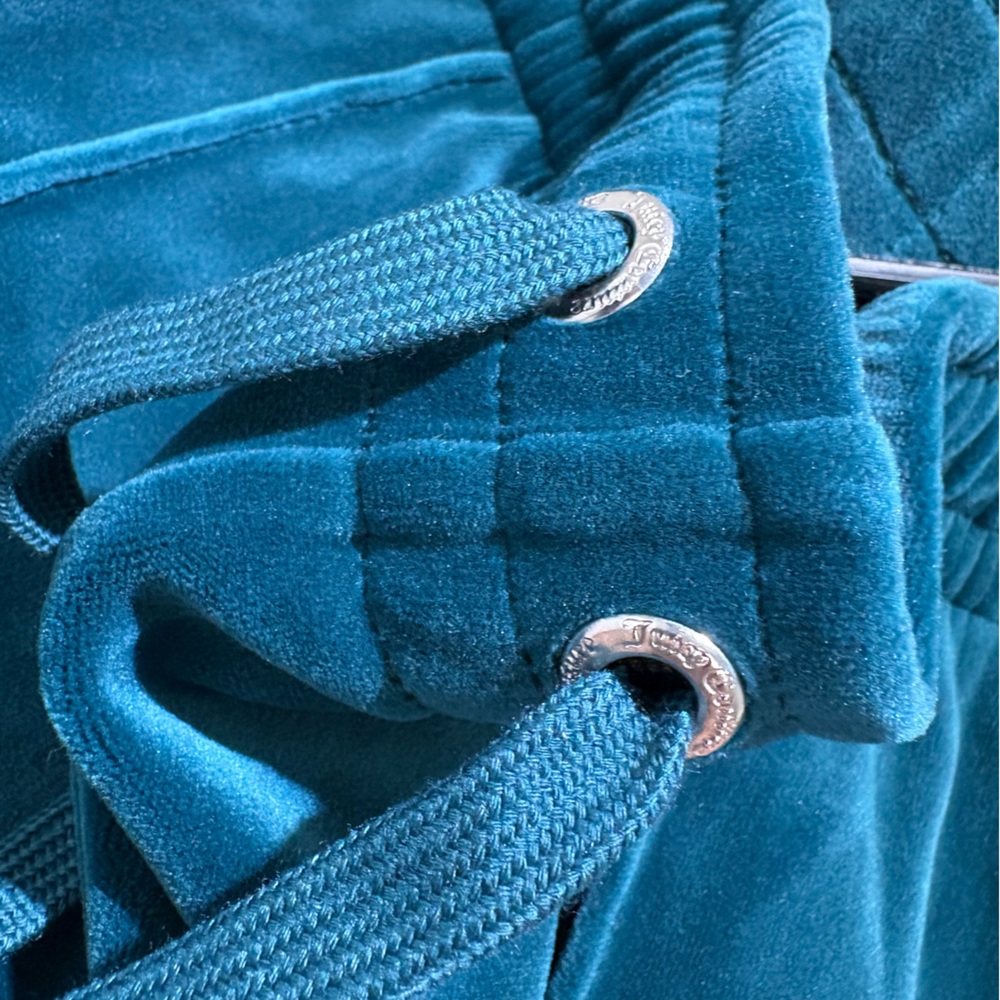 Juicy Couture OG Bling Velour Track Pants Size M Blue Y2K - Picture 12 of 14